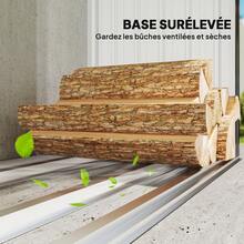 Outsunny Abri-bûches couvert en acier galvanisé, 2 m³, support pour bois de chauffage robuste, montage rapide, étagère à bûches extérieur plancher surélevé toit incliné, 213x66,5x150cm, gris foncé - Gris foncé - Voir 3