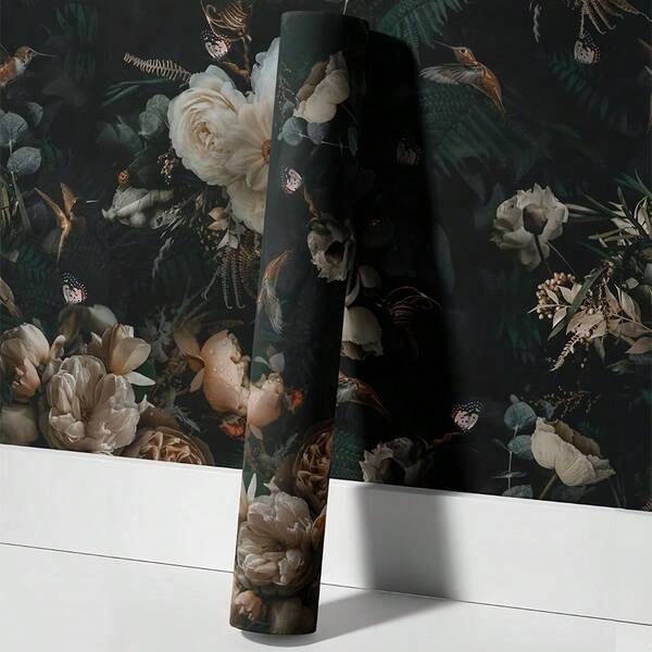 1 Roll Of 17.7 Inch X 6.5/9.8 Foot Retro Floral Self-Adhesive Wallpaper - Waterproof Peel Off Adhesive Mural, Used For Living Room, Bedroom, Dormitory, Home Art Decoration Self-Adhesive Wallpaper, Furniture, Old Wall Renovation Stickers