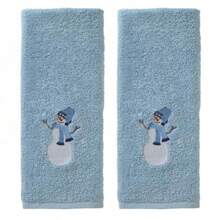 Christmas/Winter Man Sled Hand Towel 2pc Set For Bath/Kitchen/Bar And Gift Blue