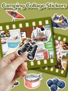 50 pièces Autocollants de collage de camping, créatifs et raffinés avec des designs de carte d'allumettes, de tente. Parfaits pour décorer les albums de découpage, les valises, les guitares, les skateboards, les bouteilles d'eau, les ordinateurs portables - Autocollants pour artisanat