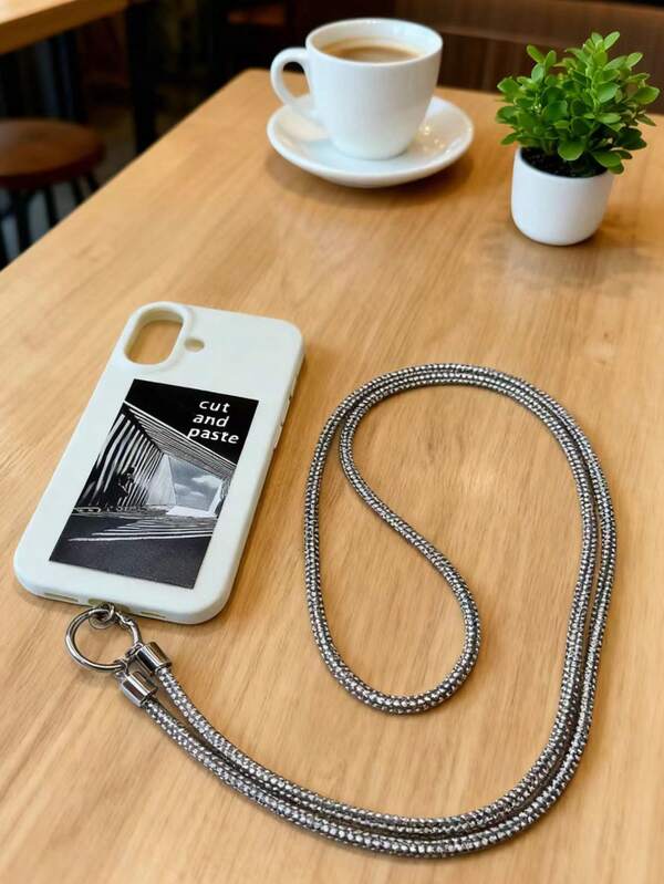 1pc Women's Luxury Shiny Crystal Phone Lanyard - Multifunctional Hands-Free Neck Strap With Key Chain, Fashion Durable Artificial Crystal Beads Phone Case Crossbody Strap