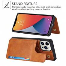 For IPhone 13 Pro Max Case With Card Holder,For IPhone 13 Pro Max Wallet Case For Women Men,Stand And Strap,Leather Shockproof Phone Case-Light Brown{"Color_name":"A-Lightbrown"} - 多色18 - 查看 7
