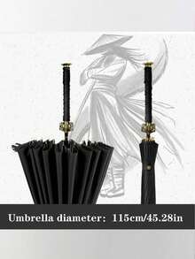 1pc High-Quality Fashion Samurai Sword/Katana Style Umbrella, Rainproof, UV-Blocking, Manual Open, 8-16-24 Ribs, Durable Fiberglass Frame, Warrior Style Auto Open, Long Handle, Sturdy Steel Frame