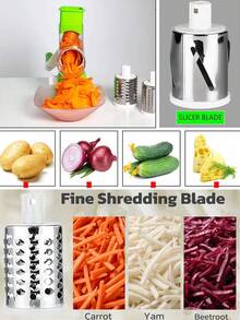 1 Set Rotary Cheese Grater, Kitchen Rotary Shredder With 3 Blades, Vegetable Slicer, Quick Cheese Grater For Vegetables And Nuts - Multicolor - View 8