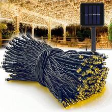 1pc Solar String Lights Outdoor Light Strings Waterproof 32M/22M/12M/7M//6.5/5M ,20/30/50/100/200/300LED Solar Powered String Light With 8 Lighting Modes For Garden Patio Yard Fence Christmas Tree Decoration With Fairy Lights Ambience Warm White/Multicolor/White For Outside Tree , Courtyard,Wedding, Gazebo,Party, Home, Lawn, Camping And Holiday Decor Garden Lights