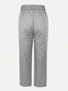 Pantalones rectos de unicolor con cremallera y botón de la marca Jessfine, en color gris, elegantes para ir a la oficina o para usar en primavera y verano - Gris - Ver 5