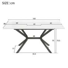 White Extendable Dining Table 120/160*80cm, Black Metal Legs, White Rectangular Dining Table, Suitable For Four To Six People - White - View 2