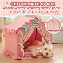 Indoor Dog House With Frame Cute Dog Tent Bed With Cover Cave Breathable Washable And Foldable House Suitable For 1020 Lb Puppy And Cats Medium 17*17*17 Pink - 中等171717 - 查看 4