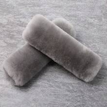 2 Pack Automotive Authentic Sheepskin Car Seat Belt Pads Soft Shoulder Pad Neck Cushion Protector Genuine Natural Merino Wool Misty Gray