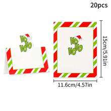 20PCS Christmas Party Decoration Seat Cards, Christmas Hats, Christmas Trees, Christmas Wreaths, Christmas Hearts, Christmas Elf Theme Elements, Party Decorations Can Be Folded As Cards, Suitable For Christmas Party Desktop Decorations