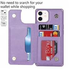 For IPhone 13 Pro Max Wallet Case With Card Slots Holder,Polka Dots PU Leather [Kickstand Feature][Wrist Strap] Double Magnetic Clasp Shockproof Flip Phone Cover - Purple{"Color_name":"F-Purple"} - 多色14 - 查看 4