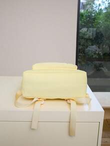 1 pieza Mochila funcional de unicolor para mujer, adecuada para ir al trabajo y viajar