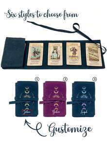 Organizer personalizzato per mazzo di tarocchi in velluto, stampato con motivo sole e luna, in tonalità di blu e viola, con chiusura a cordoncino, custodia protettiva in tessuto morbido, borsa portatile, porta carte, adatto per conservare carte e piccoli oggetti. Porta carte dei tarocchi, protezione in tessuto per carte e oggetti, anche un regalo per amici, regalo di compleanno, regalo per l'anniversario, regalo di Natale, regalo di Pasqua. - Multicolore - Visualizzare 1