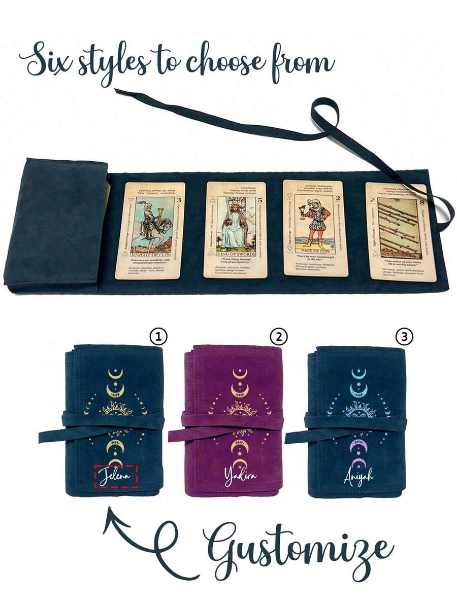 Organizer personalizzato per mazzo di tarocchi in velluto, stampato con motivo sole e luna, in tonalità di blu e viola, con chiusura a cordoncino, custodia protettiva in tessuto morbido, borsa portatile, porta carte, adatto per conservare carte e piccoli oggetti. Porta carte dei tarocchi, protezione in tessuto per carte e oggetti, anche un regalo per amici, regalo di compleanno, regalo per l'anniversario, regalo di Natale, regalo di Pasqua. - Multicolore - Visualizzare 1