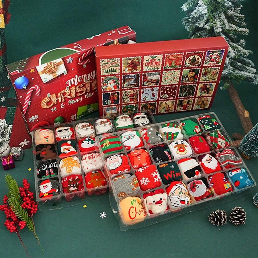 1/3/5/12 Paar Weihnachtssocken, Schneemann, Weihnachtsmann, Cartoon Knöchelsocken, Herbst/Winter, Unisex, Weihnachtssocken - Schenken Sie Ihrer Familie die Wärme von Weihnachten