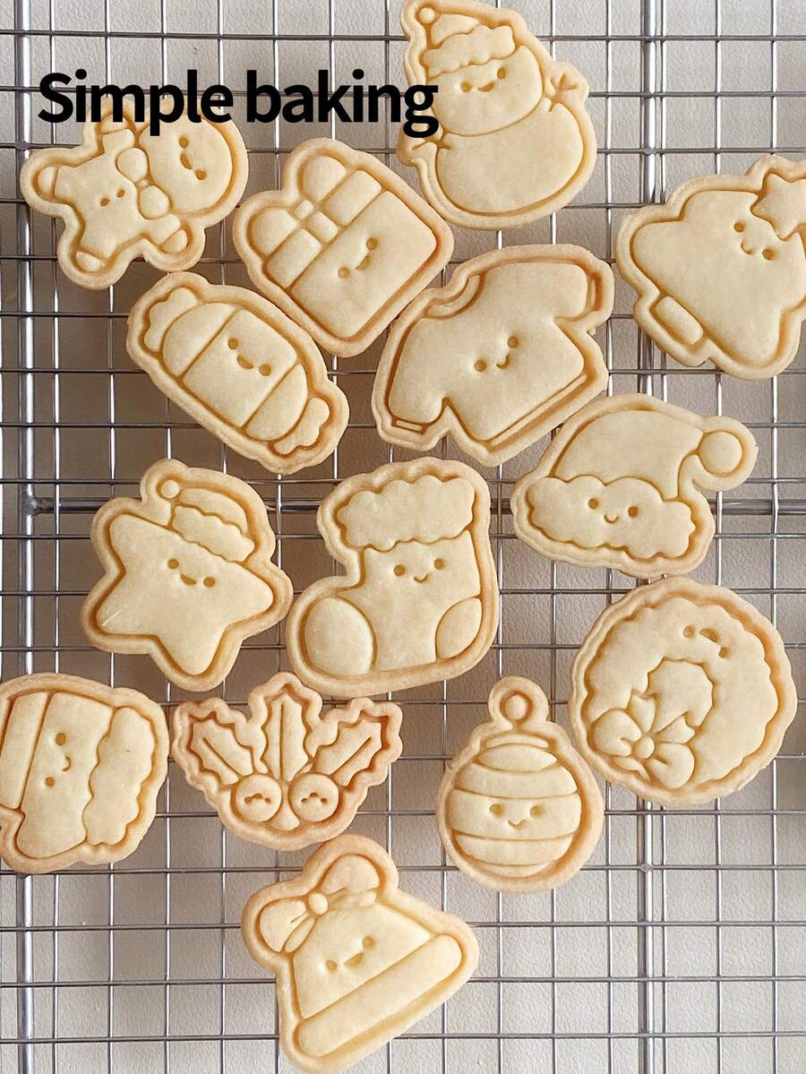 Cute Christmas Cookie Molds, Parent-Child Kitchen Cookie Molds, Fun Cartoon Pattern Cookie Stamps, Christmas Decoration, Cake Decoration Cookie Shapers, Dessert Making Tools, Creative Gift