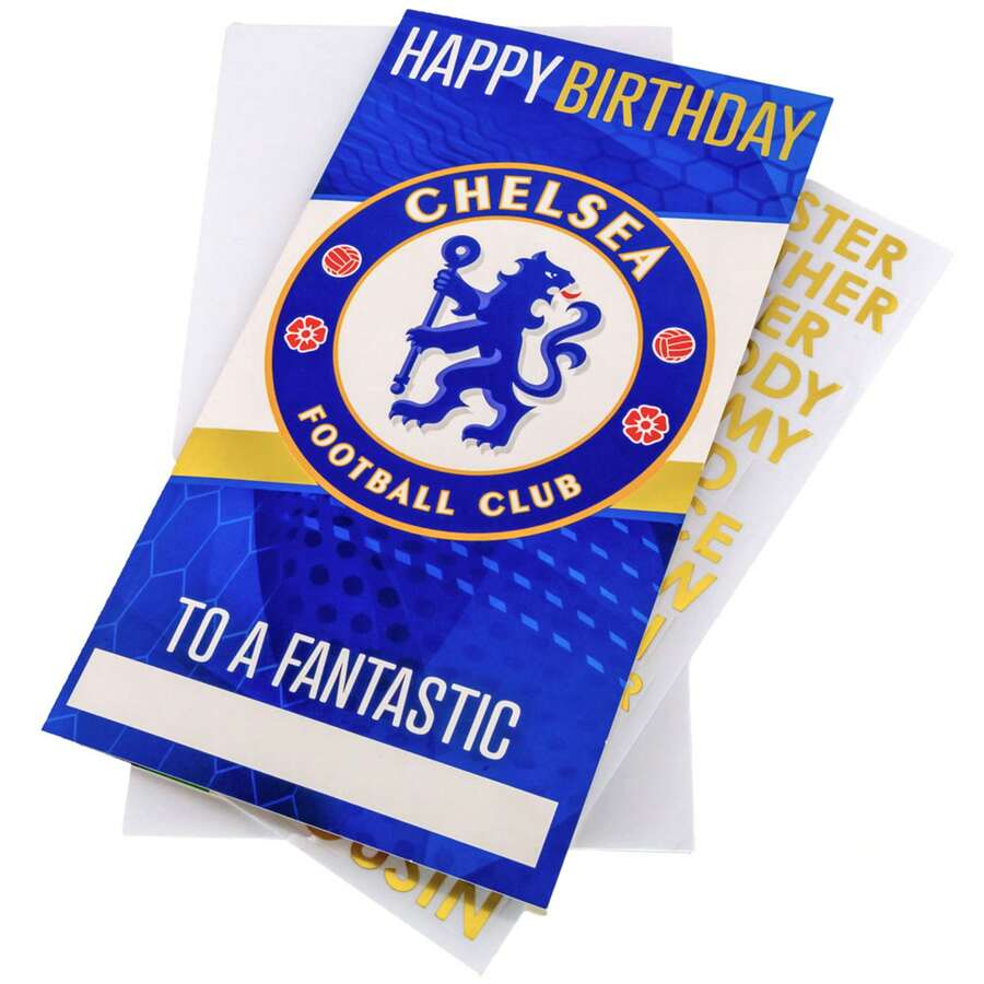 Chelsea FC Customisable Birthday Card (Blue/White) - 100% Mixed - (TA11747) - one-size - View 1