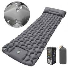 Built-In Pump Camping Air Mattress Thickened Pad Foldable Inflatable Sleeping Pad Portable Tear-Resistant - Grey - View 2