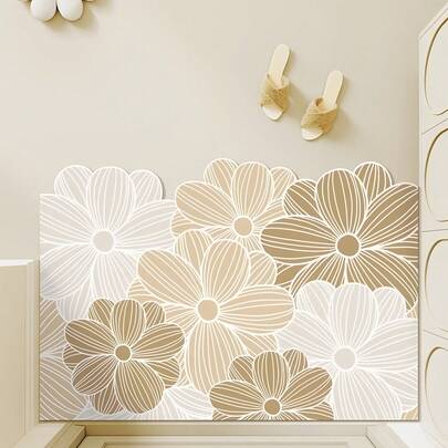 1/3pcs Bathroom Anti-Slip Absorbent Mat, Silica Gel Mat, Retro Pattern Bathroom, U-Shaped Toilet Mat, Washbasin Absorbent Foot Mat, 2.5mm Thickness Christmas Decor Kitchen Rug