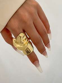 Bold Punk-Inspired Geometric Joint Ring For Women - Alloy, Perfect For Everyday & Party Wear - White K - View 4