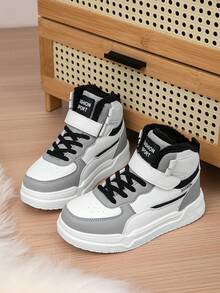 1 par de zapatos deportivos de invierno para niños con cierre de gancho y bucle, planos, cómodos y con forro térmico, zapatos casuales navideños para niños, adecuados para actividades diarias al aire libre en invierno