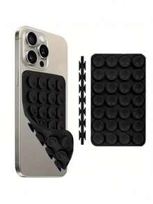 多用途方形硅胶吸盘手机支架，强粘性吸盘，硅胶手机吸盘配件，强力吸力手机支架，适用于各种场景防止手机掉落，用于视频、震动、自拍手机配件 - 彩色 - 查看 3