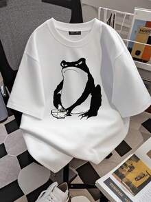 180g pure Cotton Matsumoto Hoji Japanese Angry Frog Toad Funny Art Drawing Gamer Cult Meme Movie Music Gift Tee T Shirt C2352 Breathable Women Top Graphic Tees Slightly T-Shirt For Women Casual designer clothes Soft Casual fashion Print Round Neck Short Sleeve - Blanco - Ver 3