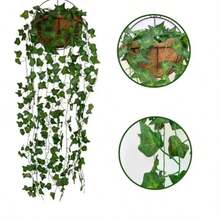 Kit Vaso + 3 Pendentes  Canto de Parede Fibra de Coco para Plantas naturais e artificiais Suporte de Canto Decorar - Verde - Visão 6