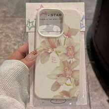 1pc TPU Material Elegant Pink Orchid Pattern Shockproof Phone Case Compatible With Iphone/ Smartphones - Kiểu 9 (1 chiếc) - Xem 8