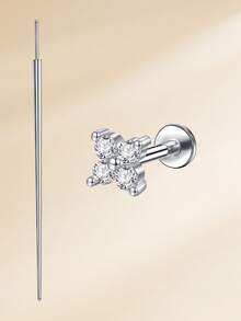 2 piezas/set Pendientes de botón elegantes con corazón de arco y circonita cúbica de acero inoxidable, pendientes de cartílago perforados, joyería para perforaciones de trago, cartílago, hélice, concha, labio, labrete, Medusa, pendientes de nariz y anillos de nariz para mujeres y hombres para decoración diaria