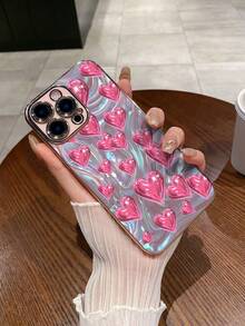 1 件 6D 电镀粉色 TPU 心形保护防滑全覆盖手机壳，适用于 Apple/配套手机壳/有趣的手机壳/Galaxy 手机壳/Redmi 手机壳/OPPO 手机壳/17 Pro Max 手机壳/配套手机壳适用于 17 PRO MAX/16 Pro Max 手机壳/Galaxy A05 手机壳/Galaxy A54 5G 手机壳/Galaxy A52/A52s 5G 手机壳/Galaxy S21 FE 5G 手机壳/Galaxy S23 Ultra 手机壳/Galaxy S24 Ultra 5G 手机壳/Poco X5 Pro 手机壳 - 彩色 - 查看 3
