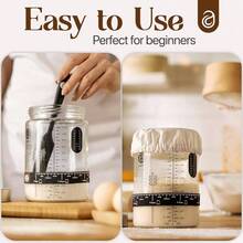 Kit de inicio de masa madre con tarro de vidrio de 40 onzas, tiras de termmetro y cubiertas transpirables incluidas en el kit de jarra de inicio de masa madre u2013 Un kit de inicio perfecto para - Tarro de masa madre de 40 oz - Ver 9