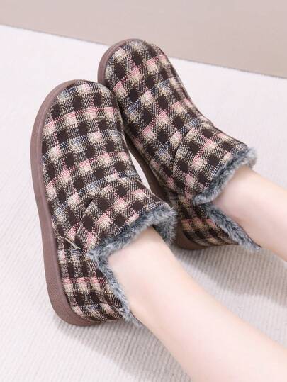 Damen Winter Plüsch gefütterte, warme, bequeme, weiche Sohle Slip-On Lässig Isolierte Stiefel