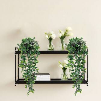 1/2 piezas Plantas colgantes artificiales, Planta en maceta falsa Mandala Vine, Follaje artificial para el hogar, baño, habitación estética, estantería, decoración de pared interior y exterior