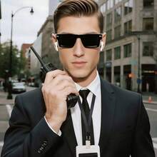 Agent Costume Secret Service Costume Accessories Set Earpiece Zipper Ties ID Card For Halloween Party Use Durable Black Material With Practical Features