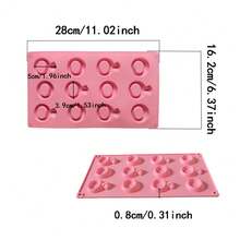 1 buc. Mucegai de ciocolată din silicon cu 12 cavități, în formă de inel creativ, pentru copt DIY, fursecuri, budincă de bomboane, tavă pentru cuburi de gheață