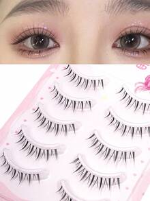 5 Pairs Cartoon Eyelashes, Natural Transparent False Eyelashes, Eyelash Extension, Curly & Soft, Beauty, Daily Makeup And Asian Makeup