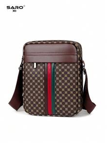 saroxi Men's Shoulder Bag, Retro Floral Pattern Side Pocket Messenger Bag, Casual Crossbody Bag, Multifunctional For Commuting And Leisure, Minimalist Style In Black And Brown, Gift For Men, Boyfriend, Pouch Valentine's Day Valentine'S Day Phone Bag