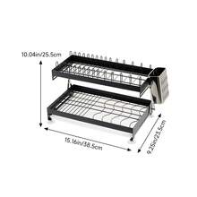 LIVINGANDHOME Living And Home 2-Tier Carbon Steel Dish Drainer Rack,Kitchen Dish Drying Rack,Kitchen Organizer Storage Shelf - Gunmetal Grey - View 12