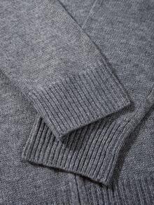 Men's Simple Solid Color Casual Loose Fit Long Sleeve Zip-Up Knit Cardigan Sweater, Suitable For Autumn/Winter