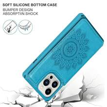 For IPhone 13 Pro Max Case With Card Holder, Wallet Phone Case For Women Men, Stand And Strap,Leather Shockproof Protective Cover- Blue{"Color_name":"C-Blue"} - 多色5 - 查看 6