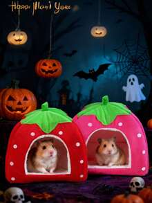 Halloween Pumpkin Shaped Comfortable Small Animal Bed, Suitable For Hamsters, Guinea Pigs, Rabbits, Removable & Washable Small Pet House For Winter