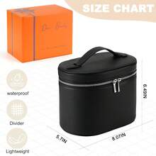 Bolsa de maquillaje, estuche de vanidad, bolsa de cosméticos con divisor extraíble, bolsa de aseo de viaje para mujeres, organizador portátil de caja de maquillaje, marrón - Negro - Ver 3