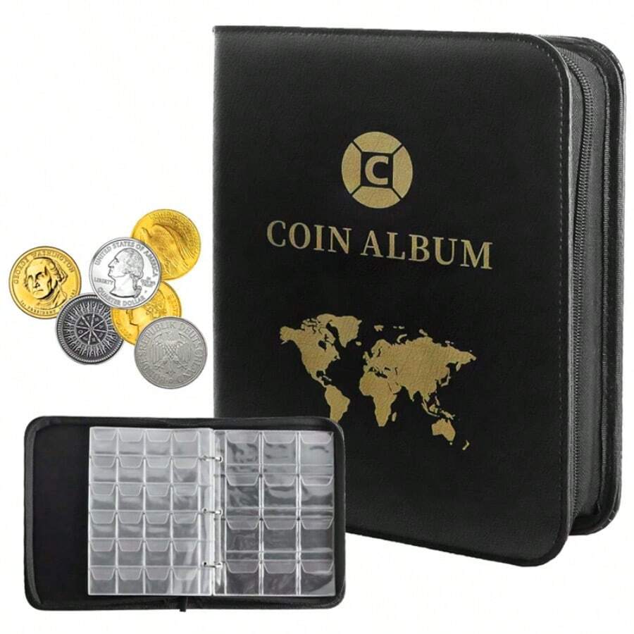 420 Album Coin-Book Money Collecting Collection Penny Storage Case Holder Folder - Black - View 1