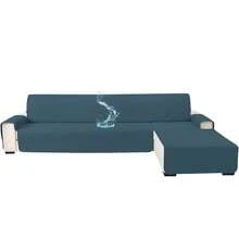 100% Waterproof 2/3/4 Seater Sofa Cover With Peninsula, Universal Reversible Corner Sofa Cover - Dark Green - View 2