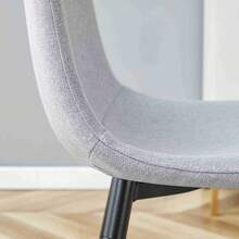 MUUOKY Modern Dining Chairs Set Of 6, Light Gray Linen-Cotton Upholstered Kitchen Chairs With High Back, Armless Fabric Side Chairs With Sturdy Black Metal Legs, For Living Room, Bedroom, Apartment, Home Office, Easy To Clean, Easy To Assembly, Home Decor, Thanksgiving, Halloween Decoration, Gifts - 淺灰色 - 查看 8