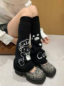 半双装女士纯色针织腿套，装饰性腿套，春秋季保暖袜，Y2K亚文化喇叭腿套，JK长款腿套圣诞礼物 - 常規款 - 查看 10