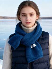 Solid Color Knitted Wool Scarf In Autumn And Winter - Cashmere Anti-Censored Scarf-Suitable For Students Outdoor Cycling - Warm - Cold And Anti-Freeze Scarf - Multicolor - View 3