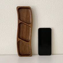 CMYD Studio 1pc Wooden Curved Snack Dish, Three/Four Compartment Dried Fruit, Candy Tray, Suitable For Party, Home Dinner, Nuts, Chocolate Platter, Dessert, Cake Display, Coffee, Cookies Serving Tray Christmas Gift - Multicolor - View 13