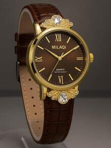 Original Milaqi Epoca Women's Waterproof Watch Brown/Gold - Nâu/Vàng - Xem 4